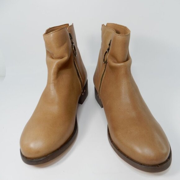 Beek Quail Slouchy Zip Bootie Size 8 Saddle Brown Leather Zipper Handmade NEW - Picture 6 of 16